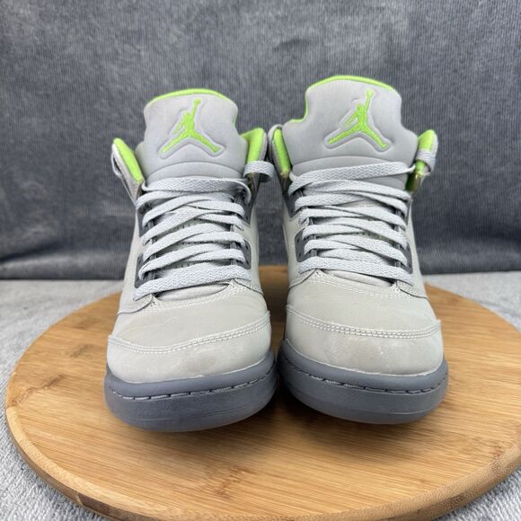 Nike Air Jordan 5 Retro Shoes Boys Size 6.5Y Silver Green Basketball Sneakers - Picture 2 of 9